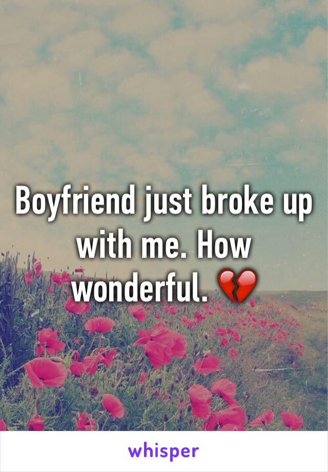 Boyfriend just broke up with me. How wonderful. 💔
