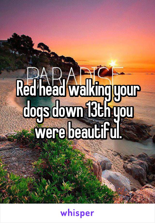 Red head walking your dogs down 13th you were beautiful.