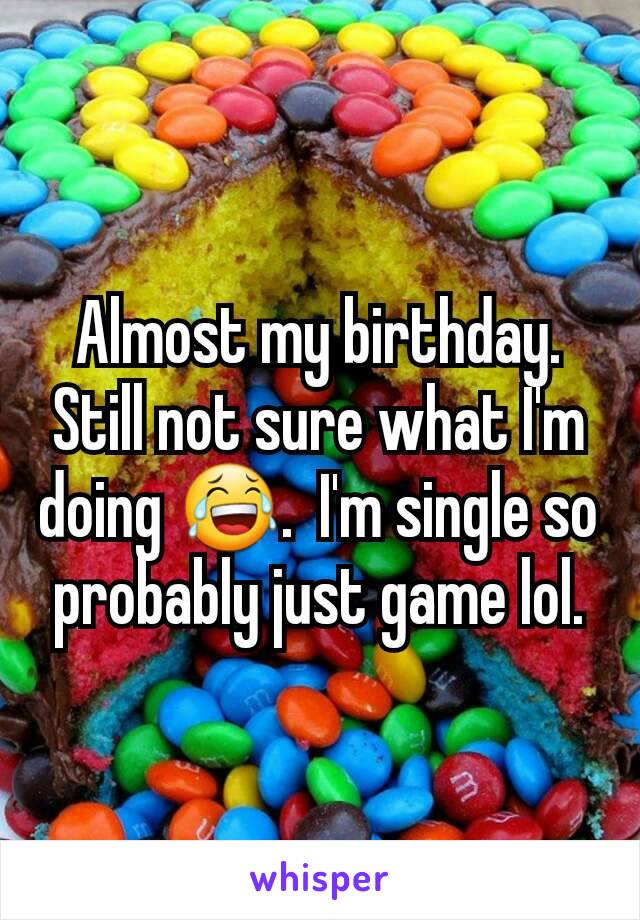 Almost my birthday.  Still not sure what I'm doing 😂.  I'm single so probably just game lol.