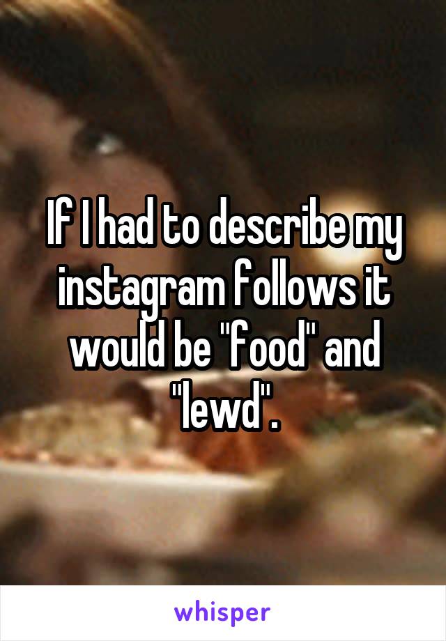 If I had to describe my instagram follows it would be "food" and "lewd".