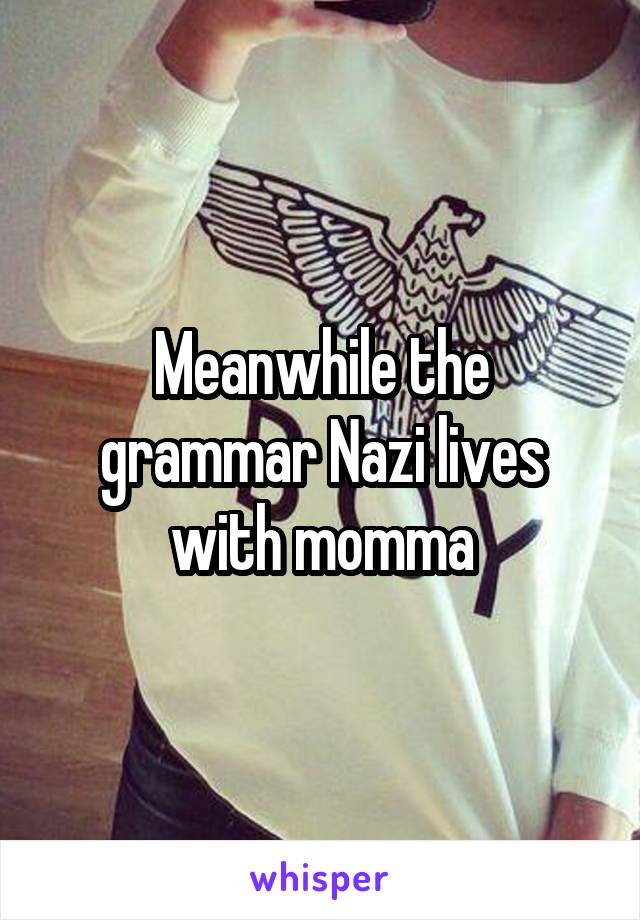 Meanwhile the grammar Nazi lives with momma