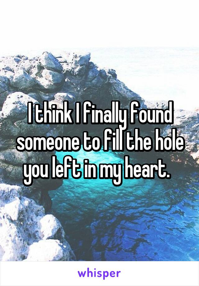 I think I finally found someone to fill the hole you left in my heart.  