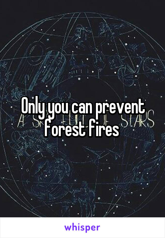 Only you can prevent forest fires 