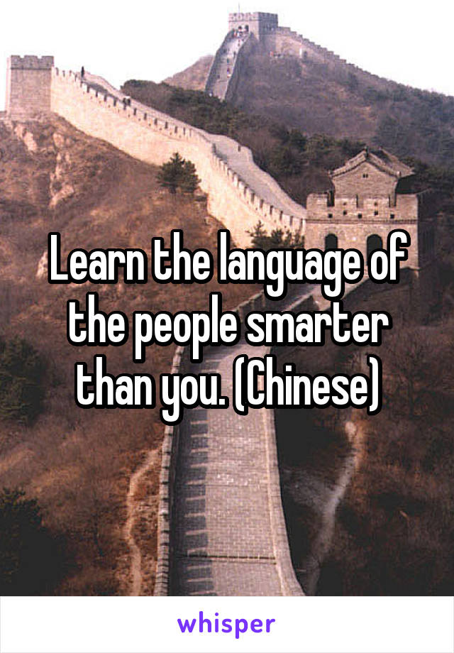 Learn the language of the people smarter than you. (Chinese)