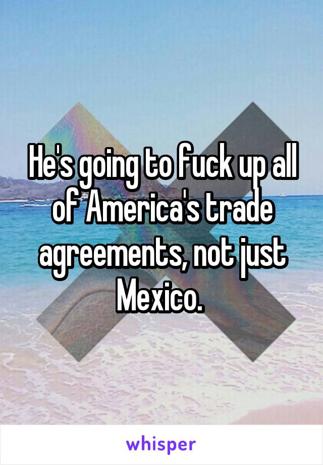 He's going to fuck up all of America's trade agreements, not just Mexico. 