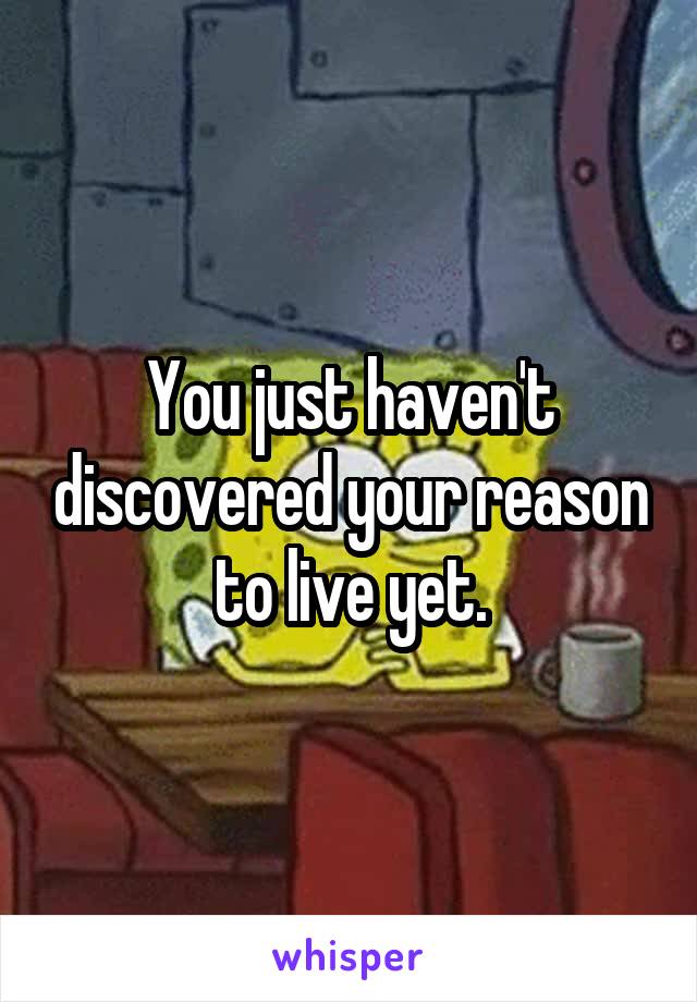 You just haven't discovered your reason to live yet.