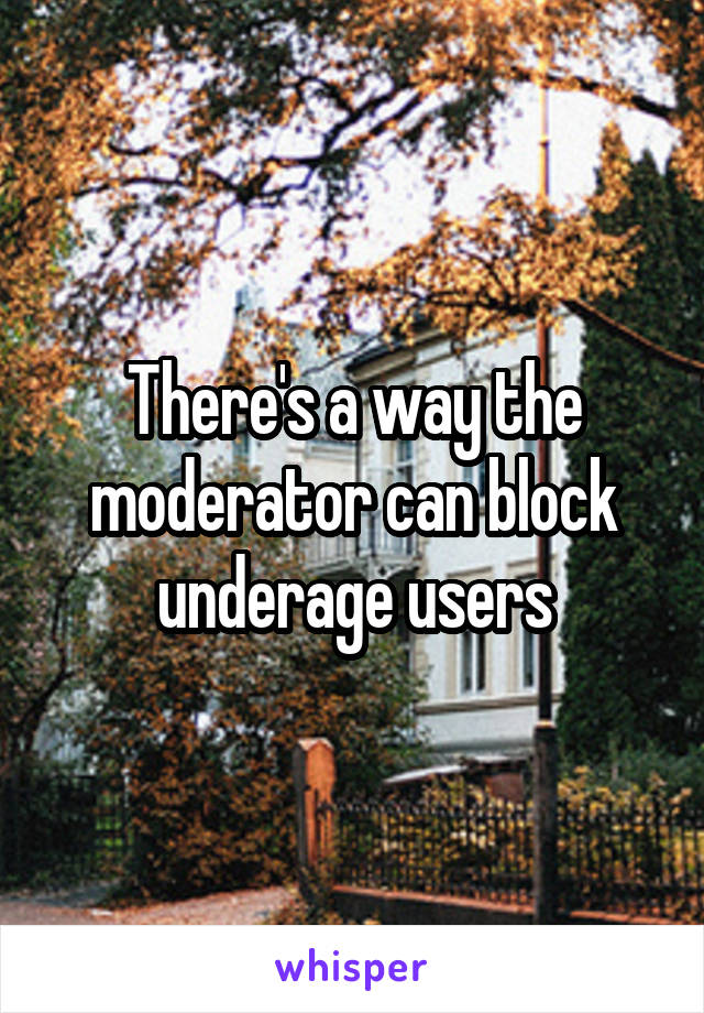 There's a way the moderator can block underage users