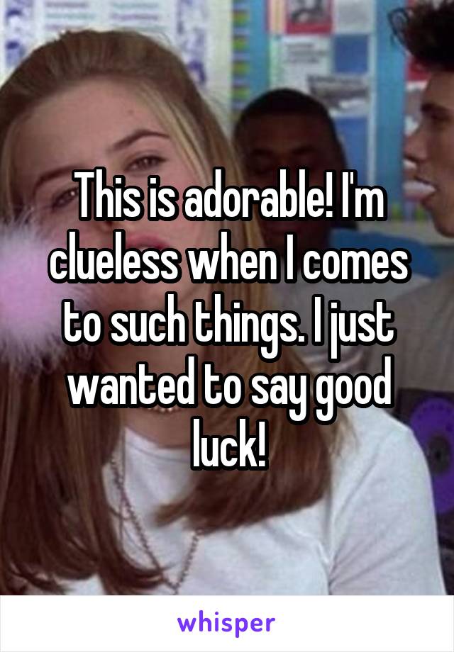 This is adorable! I'm clueless when I comes to such things. I just wanted to say good luck!