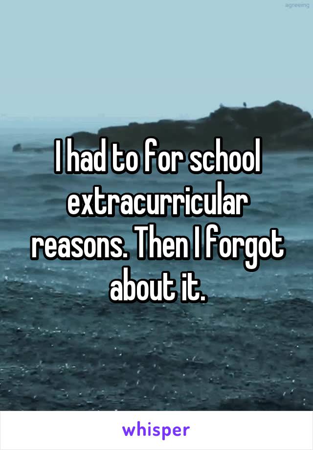 I had to for school extracurricular reasons. Then I forgot about it.