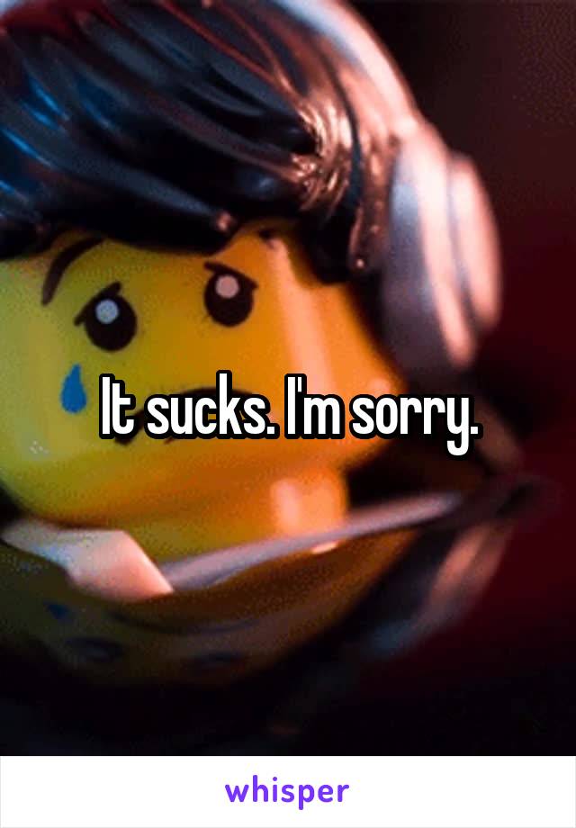 It sucks. I'm sorry.