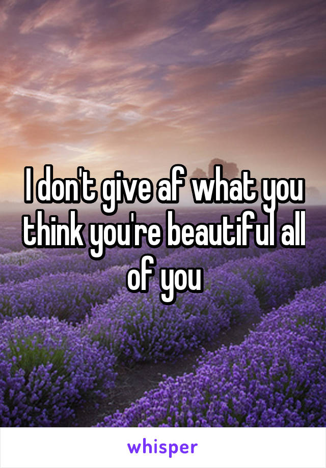 I don't give af what you think you're beautiful all of you