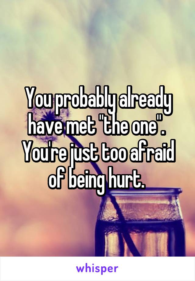 You probably already have met "the one". 
You're just too afraid of being hurt. 