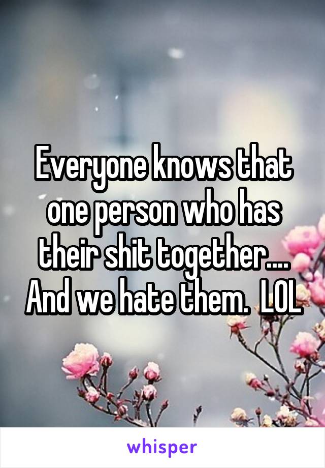 Everyone knows that one person who has their shit together.... And we hate them.  LOL