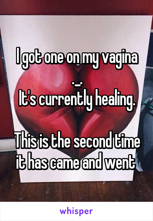 I got one on my vagina ._.
It's currently healing.

This is the second time it has came and went 