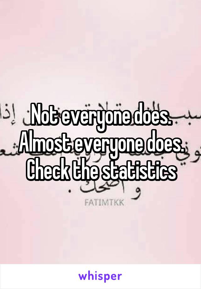 Not everyone does. Almost everyone does. Check the statistics