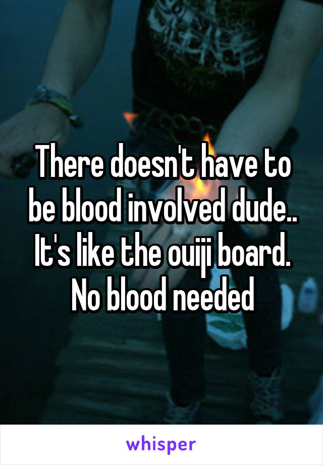 There doesn't have to be blood involved dude.. It's like the ouiji board. No blood needed