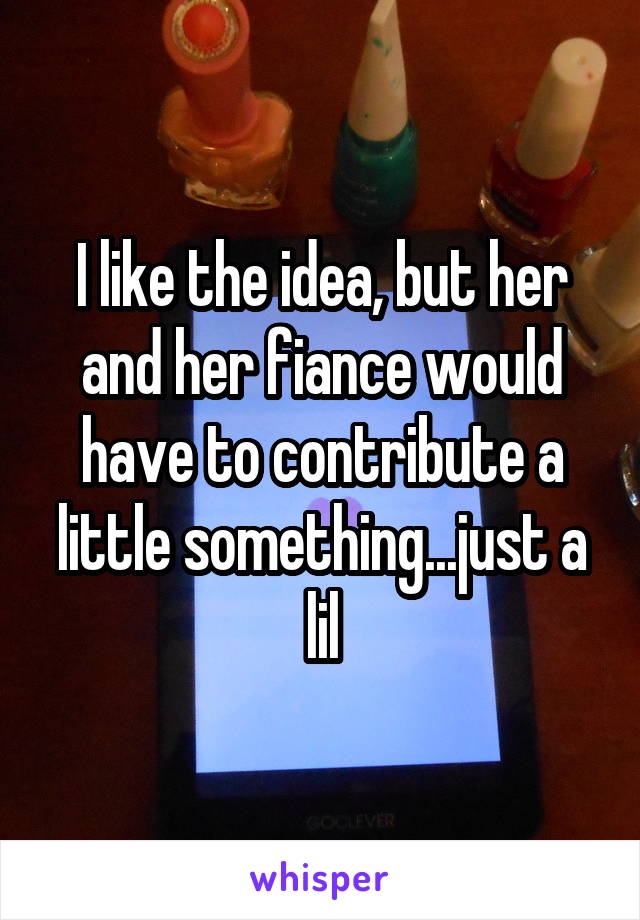 I like the idea, but her and her fiance would have to contribute a little something...just a lil