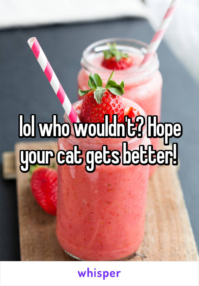 lol who wouldn't? Hope your cat gets better! 