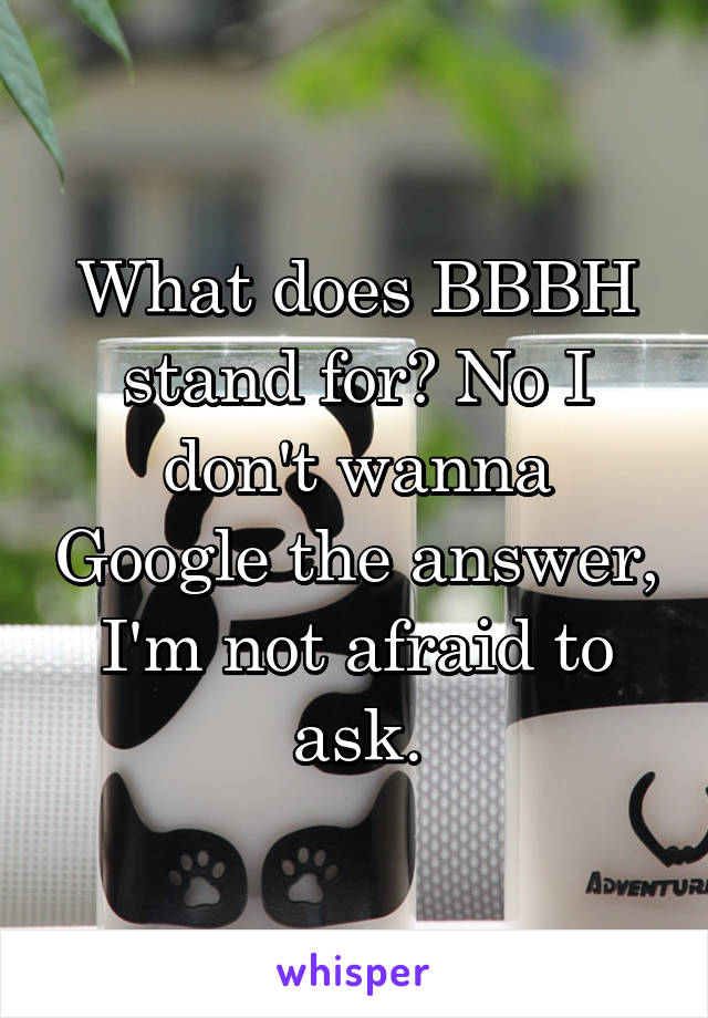 What does BBBH stand for? No I don't wanna Google the answer, I'm not afraid to ask.