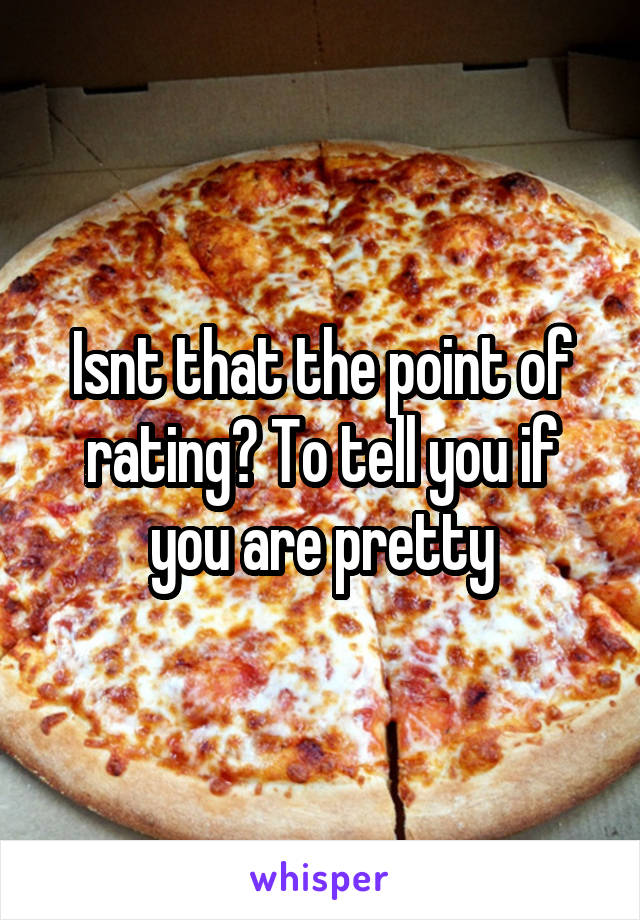 Isnt that the point of rating? To tell you if you are pretty