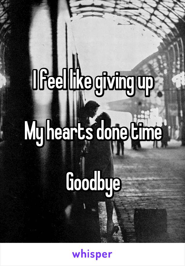 I feel like giving up

My hearts done time

Goodbye