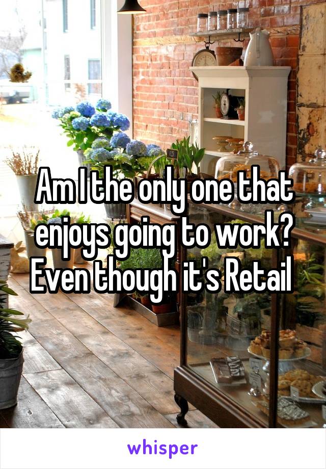 Am I the only one that enjoys going to work? Even though it's Retail 