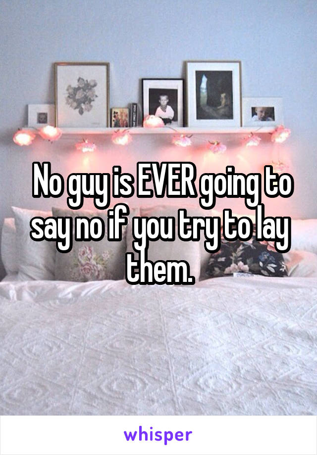  No guy is EVER going to say no if you try to lay them.