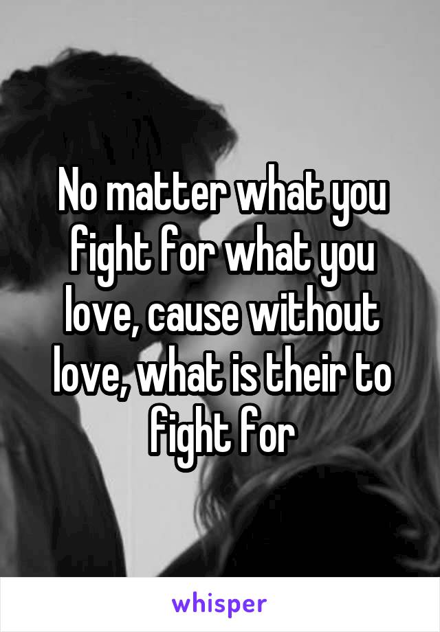 No matter what you fight for what you love, cause without love, what is their to fight for