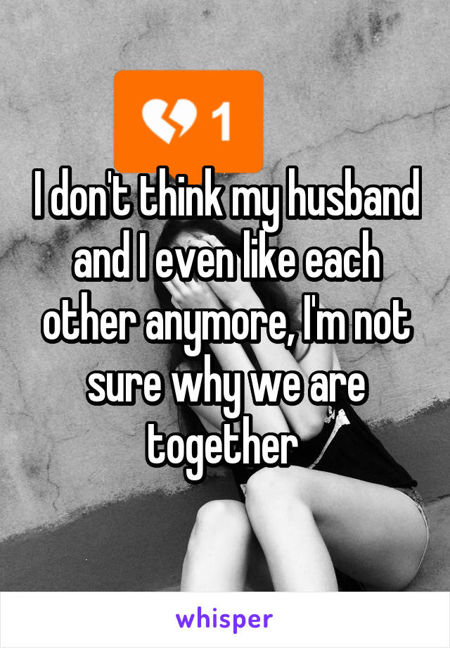 I don't think my husband and I even like each other anymore, I'm not sure why we are together 