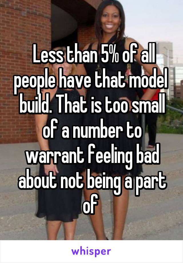  Less than 5% of all people have that model  build. That is too small of a number to warrant feeling bad about not being a part of 