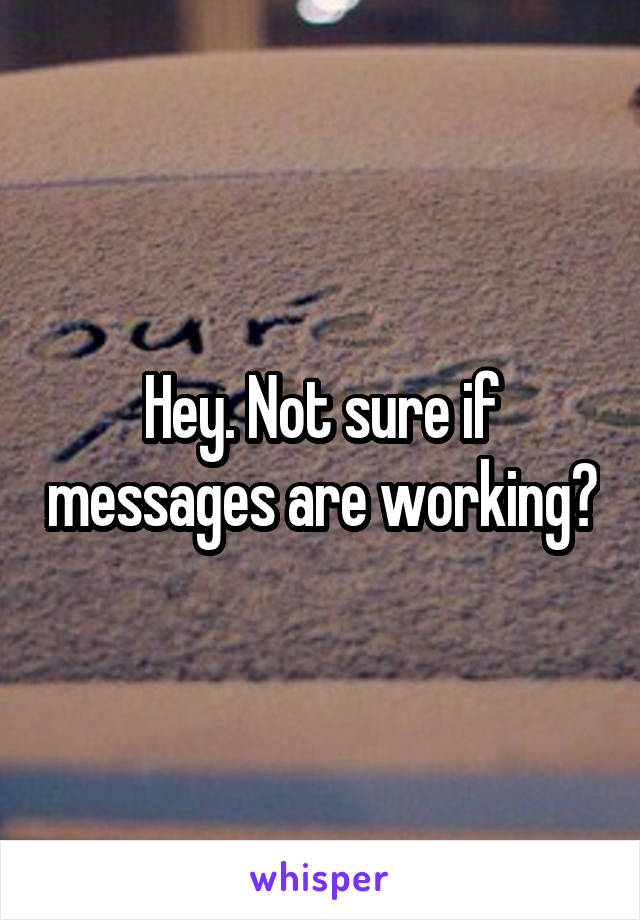 Hey. Not sure if messages are working?