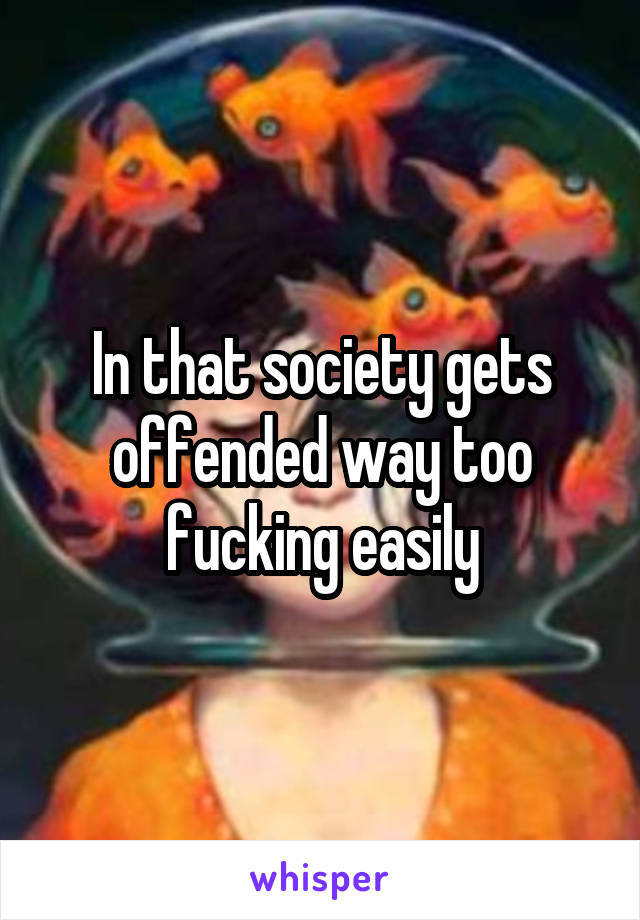 In that society gets offended way too fucking easily