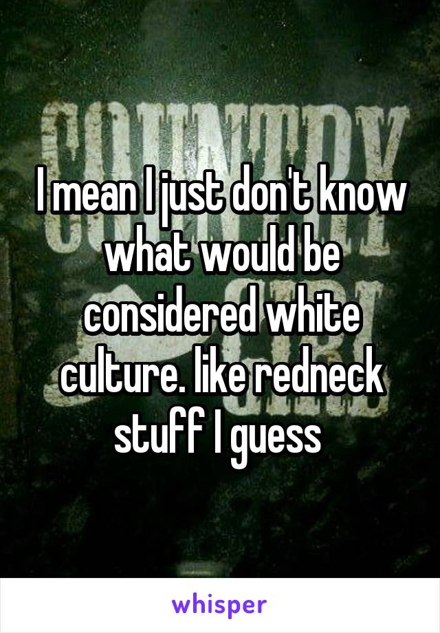 I mean I just don't know what would be considered white culture. like redneck stuff I guess 