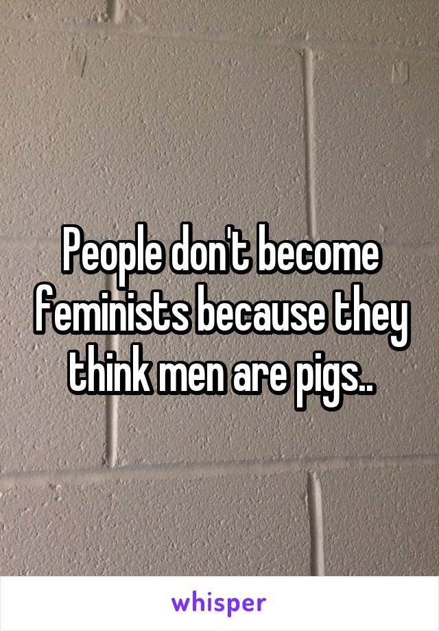 People don't become feminists because they think men are pigs..