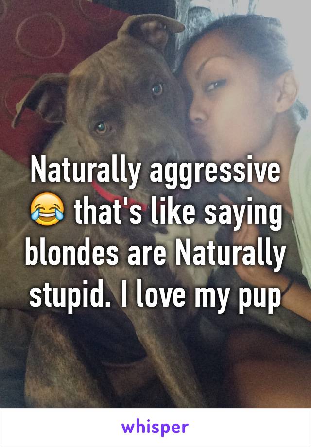 Naturally aggressive 😂 that's like saying blondes are Naturally stupid. I love my pup 