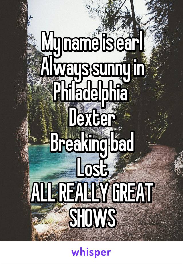 My name is earl
Always sunny in Philadelphia 
Dexter
Breaking bad
Lost
ALL REALLY GREAT SHOWS
