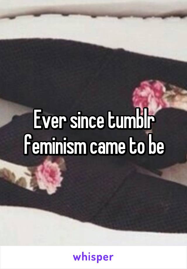 Ever since tumblr feminism came to be