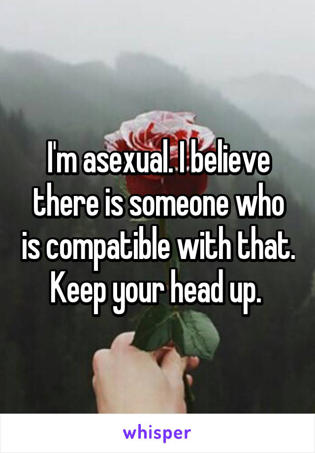 I'm asexual. I believe there is someone who is compatible with that. Keep your head up. 