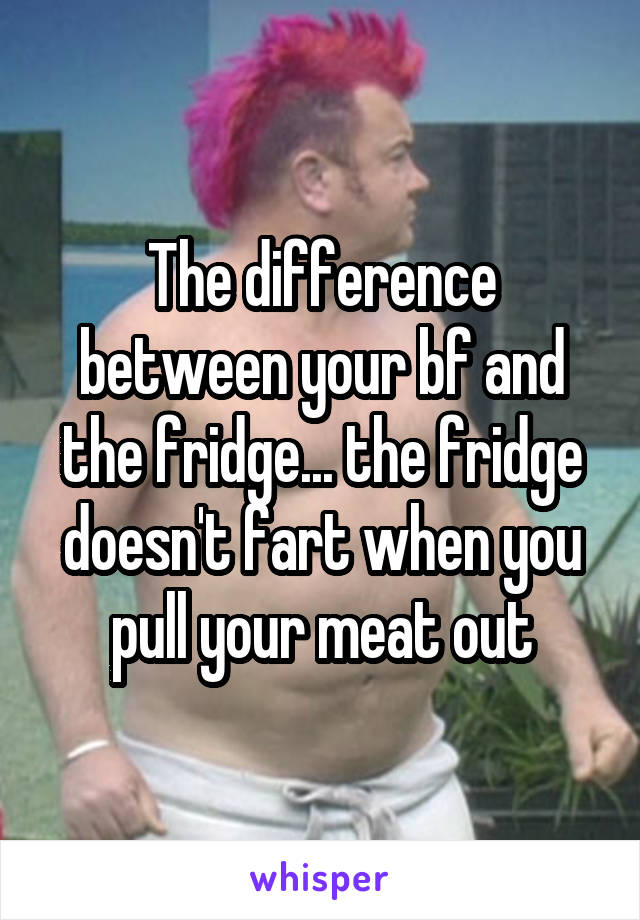 The difference between your bf and the fridge... the fridge doesn't fart when you pull your meat out