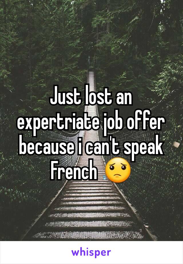 Just lost an expertriate job offer because i can't speak French 😟