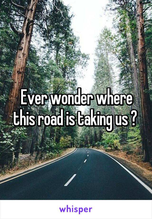 Ever wonder where this road is taking us ? 