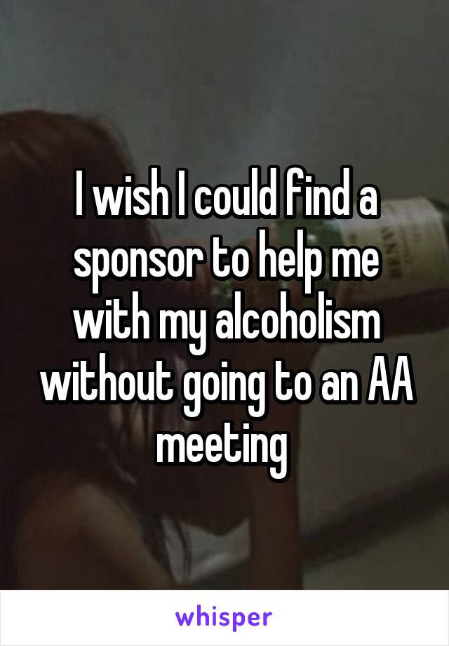 I wish I could find a sponsor to help me with my alcoholism without going to an AA meeting 