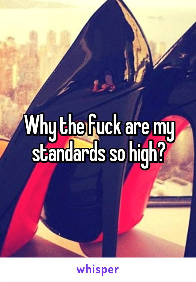 Why the fuck are my standards so high?