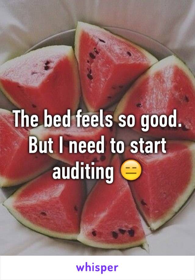 The bed feels so good. But I need to start auditing 😑