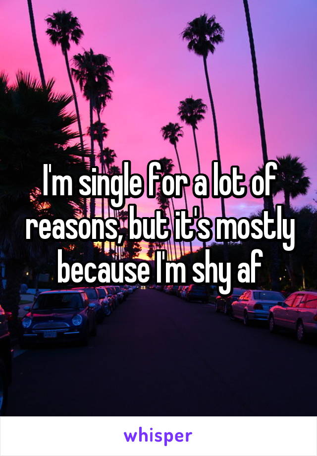 I'm single for a lot of reasons, but it's mostly because I'm shy af