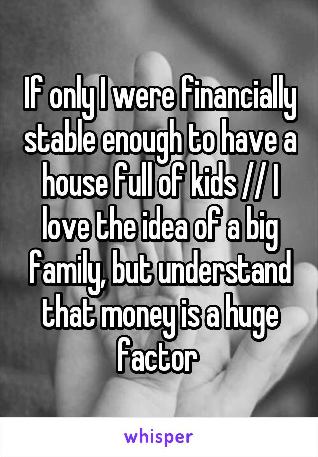 If only I were financially stable enough to have a house full of kids // I love the idea of a big family, but understand that money is a huge factor 