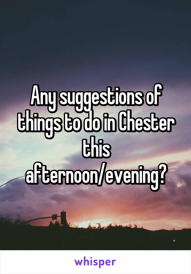 Any suggestions of things to do in Chester this afternoon/evening?