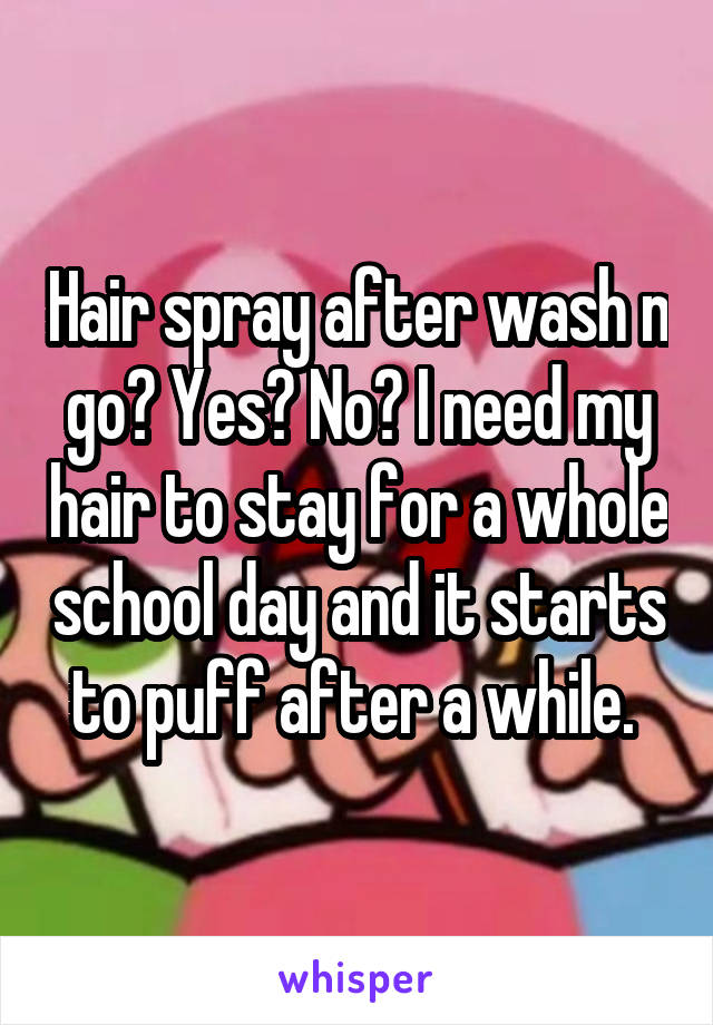 Hair spray after wash n go? Yes? No? I need my hair to stay for a whole school day and it starts to puff after a while. 