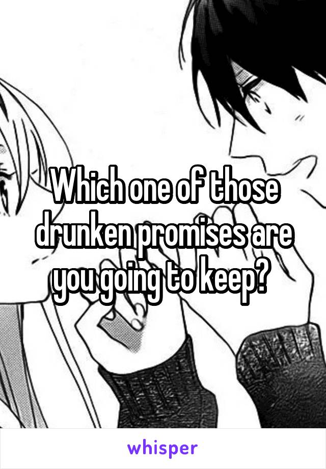 Which one of those drunken promises are you going to keep? 