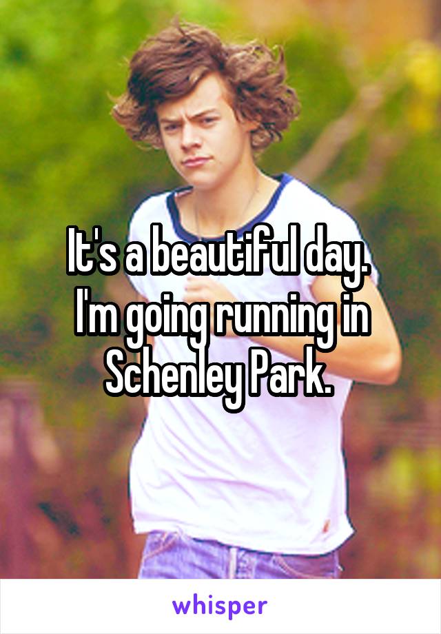 It's a beautiful day. 
I'm going running in Schenley Park. 